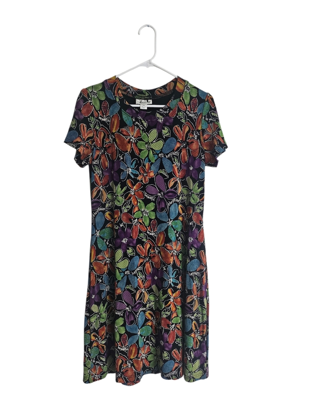 Coldwater Creek Black Multi Floral Knit Dress